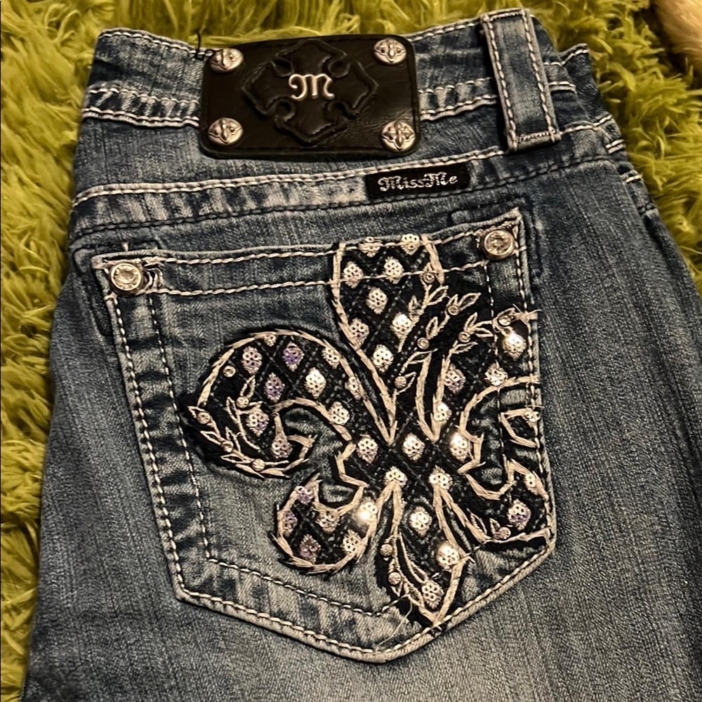 Miss Me Blue Boot Cut Jeans with Embellished Back Y2K✨ - Picture 2 of 3